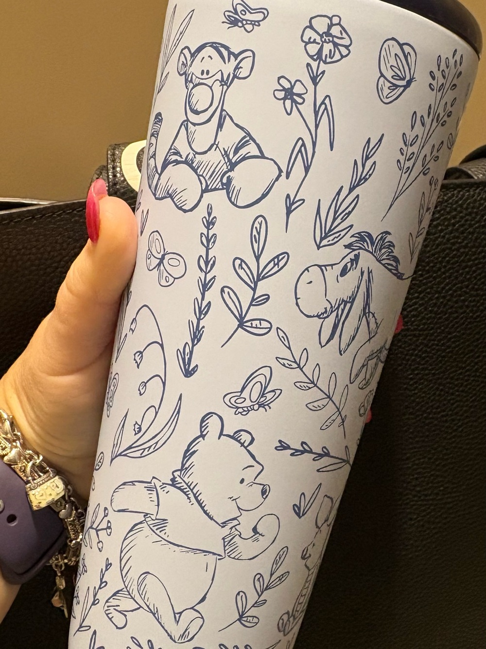 New Winnie The Pooh Starbucks Disney Parks Tumbler Navy Floral Design characters - Picture 7 of 7